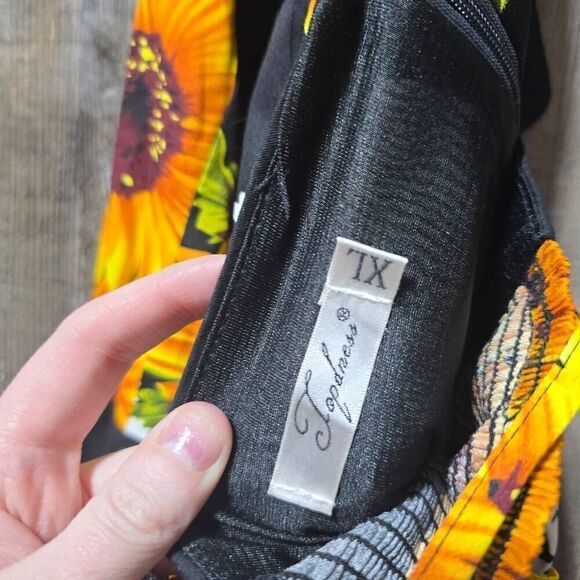 Topdress Women's Polka Audrey Dress Halter Retro Cocktail Dress Black Sunflower - Picture 4 of 4